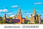 Spasskaya Tower of Moscow Kremlin and Cathedral of Vasily the Blessed (Saint Basil