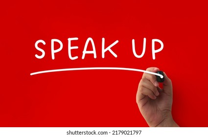 Speak Up Text On Red Cover Background. Business Concept