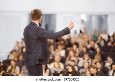 Speaker At Business Convention And Presentation. Audience At The