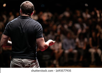 Speaker Giving A Talk On Corporate Business Conference. Audience At The Conference Hall. Business And Entrepreneurship Event.