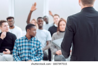 Speaker Group Diverse Young Listeners Conference Stock Photo 1837397515 ...