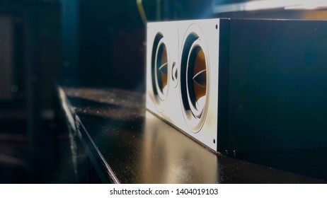 speaker system on the old table
 
