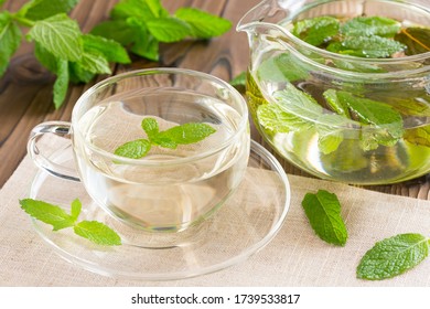 Spear Mint Tea And Tea Pod On The Table