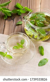 Spear Mint Tea And Tea Pod On The Table