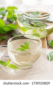 Spear Mint Tea And Tea Pod On The Table