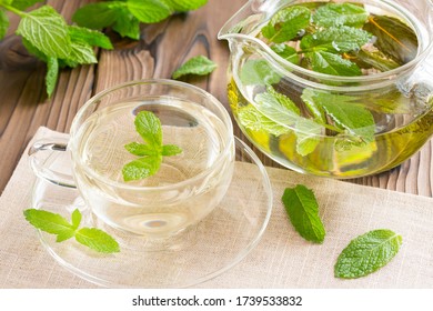 Spear Mint Tea And Tea Pod On The Table