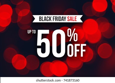 Special Black Friday Sale Up To 50% Off Text Over Red Duotone Christmas Lights, Horizontal - Powered by Shutterstock