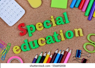 Special Education Words On Cork Background