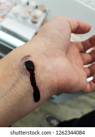 A Special Effects Gunshot Wound In The Wrist. 