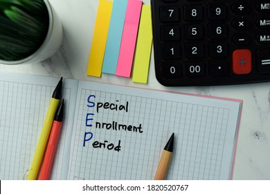 Special Enrollment Period Write On A Book Isolated On Office Desk.