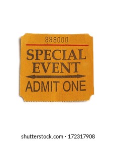 Special Event ticket stub, isolated on white