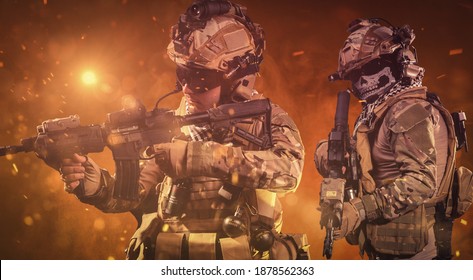 Special Forces Soldier In Battlefield . Modern Warfare. Battlefield Wallpaper