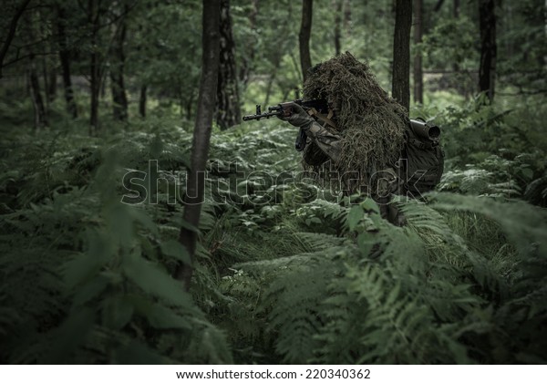 Special Forces Soldier Dressed Ghillie Camouflage Stock Photo (Edit Now ...