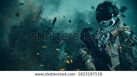 special forces soldier wearing ghost mask