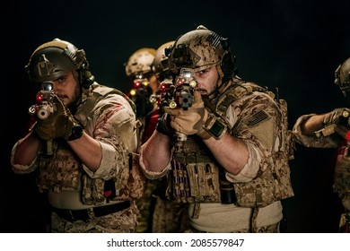 Special Forces United States Soldiers During The Military Operation. War, Army And People Concept