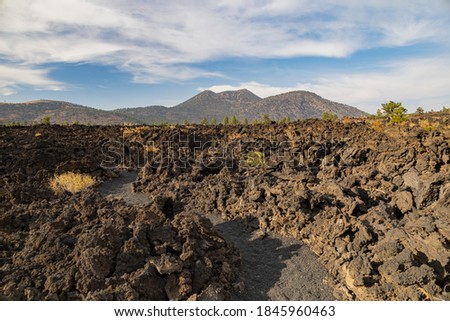 Special lava landscape of lava flow in Sunset Crater Volcano at Flagstaff, Arizona