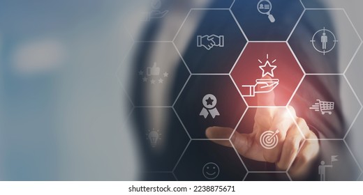Special, limited, exclusive, VIP, made to order, Personalization marketing concept. Offering premium product and service with the best quality for target customer. Touching on screen with star icon. - Shutterstock ID 2238875671