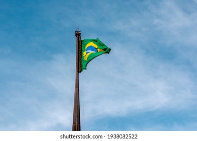 Special Mast Of Praça Dos Três Poderes With The Flag Of Brazil