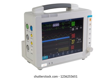 Special medical equipment - Patient electrocardiographic monitoring - medical device isolated on white - Shutterstock ID 1236253651