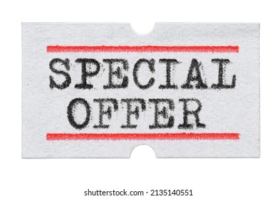 Special Offer Printed With Typewriter Font On Price Tag Sticker Isolated On White Background