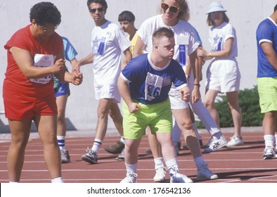 Special Olympics Athletes At Start Line, UCLA, CA