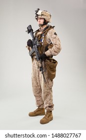 Special Operations Command  Raider With Weapon. Studio Shot 