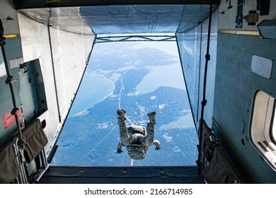 Special Operator exits Aircraft for Military Freefall jump - Powered by Shutterstock