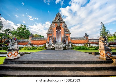 Special Place For Worship, Hinduism Religion. Temples Of Bali, Indonesia On Sunset