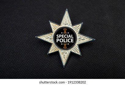 Special Police Badge With Space Close Up View.