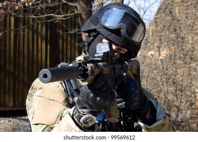 Special Police Unit Masked Police Officer Stock Photo 99569612 ...