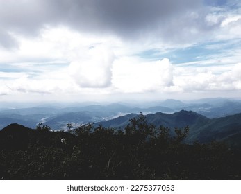 special shape cloud with mountain background