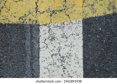 Special Street Marks With White Color And Lines And Corner, Like Parking Place, No Person And Space For Text And Background