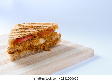 Special toasted Chicken Sandwich. Shot this picture using artificial lighting. 