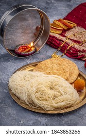 specially prepared vermicelli  and mathri for karva chauth - an indian  festival