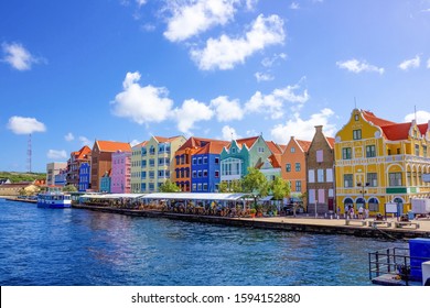 Specific Coloured Buildings At Street In Curacao