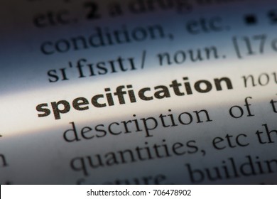 Specification Word In A Dictionary. Specification Concept