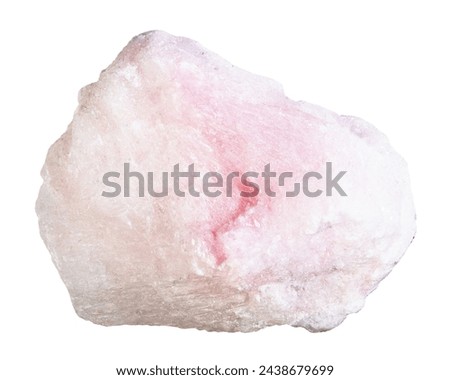 specimen of natural raw pink aragonite mineral cutout on white background