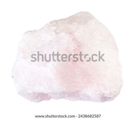 specimen of natural raw pink aragonite rock cutout on white background