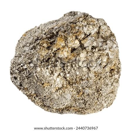 specimen of natural rough pyrite mineral cutout on white background