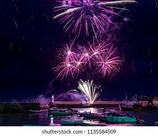 A spectacle of light and colour explodes over Mavagissey as the final crescendo to the 200 year old tradition of a food festival, aptly named Feastival.