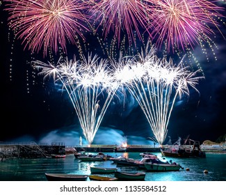 A spectacle of light and colour explodes over Mavagissey as the final crescendo to the 200 year old tradition of a food festival, aptly named Feastival.