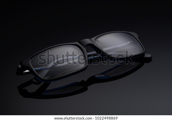 Spectacles On Black Background Stock Photo (Edit Now) 1022498869