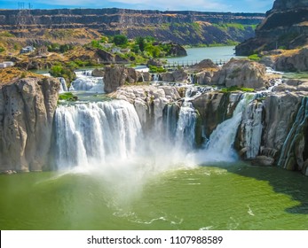 Spectacular aerial view of Shoshone Falls or Niagara of the West, Snake River, Idaho, United States. - Shutterstock ID 1107988589