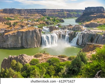 Spectacular aerial view of Shoshone Falls or Niagara of the West, Snake River, Idaho, United States. - Shutterstock ID 612971627