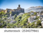 The spectacular castle of Gjirokaster (Gjirokastra) in southern Albania that dominates the skyline of this UNESCO world heritage listed city renowned for historic central city area