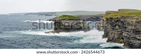 Spectacular Kilkee Cliffs, situated at the Loop Head Peninsula, remote and wild stretch of stunning coastline, Wild Atlantic Way Discovery Point, county Clare, Ireland.