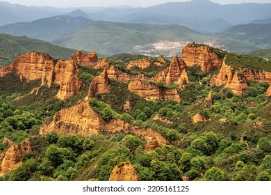 Spectacular landscape of las Medulas, ancient gold mine in Spain. It is unesco world heritage site. Roman mine in El Bierzo county. Cultural landscape. - Shutterstock ID 2205161125