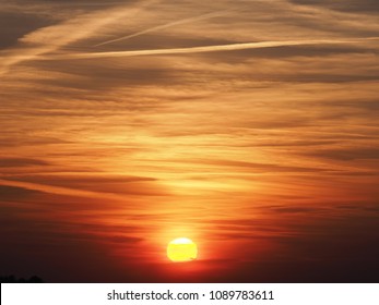 Spectacular Magic Colored Sky At Sun Set With Clouds Formation Seen From European City Of Bielsko-Biala In Poland In 2018 Cold Spring Evening On April