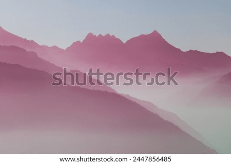 Similar – Image, Stock Photo Mountain range in deep sunset red