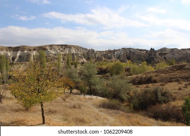Spectacular rocks along the mountain trail in the famous Love Valley (Baglidere Ask Vadisi) in Cappadocia, Turkey